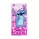 Πετσέτα Θαλάσσης Stitch Kαρδιές Ροζ