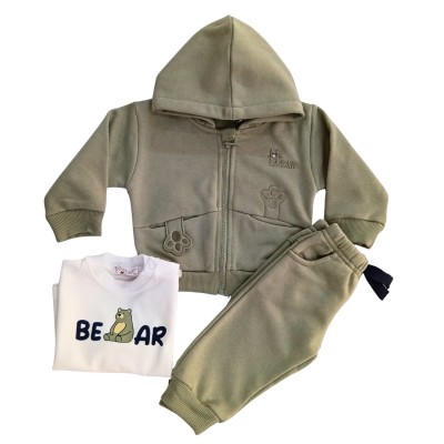 Σετ 3τεμ Φόρμα με Ζακέτα/ Bear Χακί