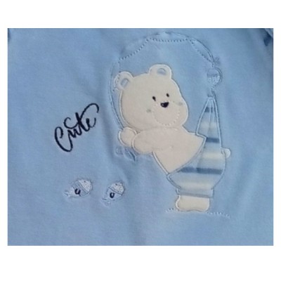 Σετ Φορμάκι βελουτέ & Σκουφάκι/Cute Bear Σιέλ