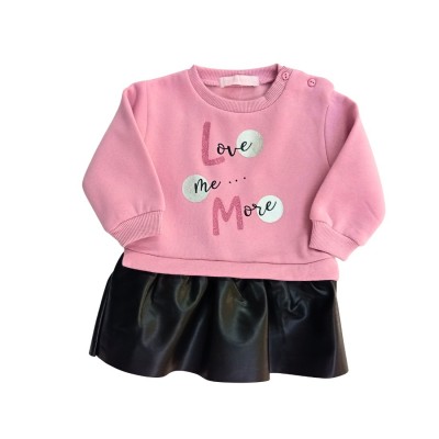 Φόρεμα με Δερματίνη/Love Me More Ροζ