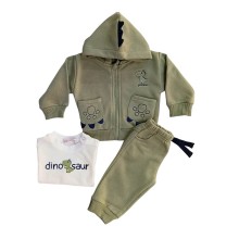 Σετ 3τεμ. Φόρμα/Dinosaur Λαδί