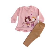 Σετ Μπλουζοφόρεμα & Κολάν/Κοπέλες Ροζ