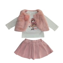 Σετ 3τεμ Γιλέκο & Φούστα/Κοπέλα Ροζ