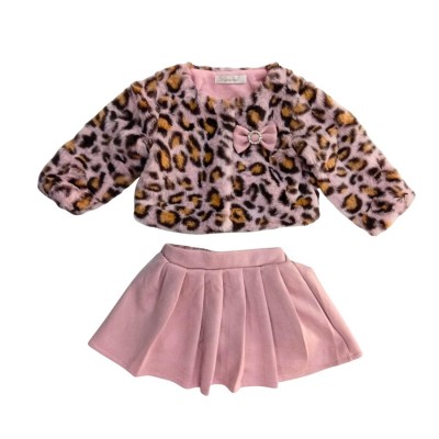 Σετ 3τεμ με Γουνάκι Animal & Φούστα/Love Ροζ