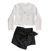 Σετ Μπλούζα & Σορτσς-Φούστα Δερματίνη/Φιόγκος Σετ Μπλούζα & Σορτσς-Φούστα Δερματίνη/Φιόγκος