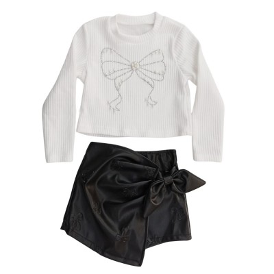 Σετ Μπλούζα & Σορτσς-Φούστα Δερματίνη/Φιόγκος