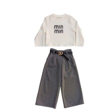 Σετ Παντελόνα με Στρας & Μπλούζα Ριπ/MIn Min