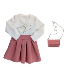 Σετ Φόρεμα & Τσαντάκι /Pink Καρδιές Σετ Φόρεμα & Τσαντάκι /Pink Καρδιές