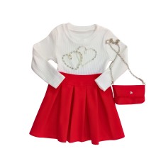 Σετ Φόρεμα & Τσαντάκι /Καρδιές Κόκκινο