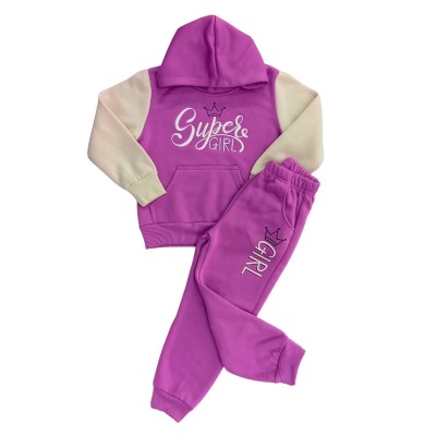 Σετ Φόρμας με κουκούλα/Super Girl Λιλά