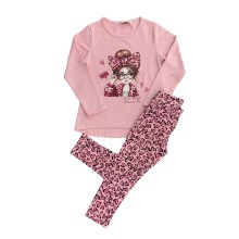 Σετ Μπλουζοφόρεμα & Κολάν/Κοπέλα Ροζ