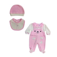 Σετ 3τεμ. Φορμάκι Βελουτέ,Σκουφάκι & Σαλιάρα/Αρκουδάκι Ροζ Σετ 3τεμ. Φορμάκι Βελουτέ,Σκουφάκι & Σαλιάρα/Αρκουδάκι Ροζ