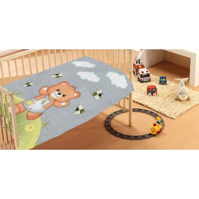 ΚΟΥΒΕΡΤΑ bebe Teddy Bear 03 110Χ140 Grey Βελουτέ polyester