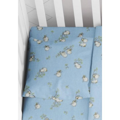 ΜΑΞΙΛΑΡΟΘΗΚΗ ΕΜΠΡΙΜΕ bebe Birds 14 35X45 Sky blue Flannel cotton 100%