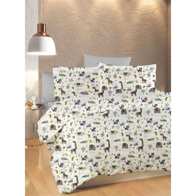 ΠΑΠΛΩΜΑ ΕΜΠΡΙΜΕ bebe Zoo 557 120X160 White-Grey 100% Cotton