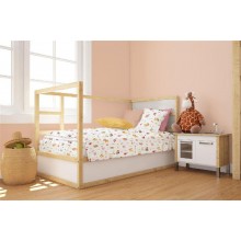 Πάπλωμα Εμπριμέ bebe Forest Animals 571 120X160 White-Pink 100% Cotton