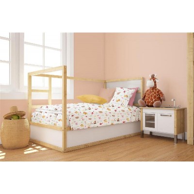Πάπλωμα Εμπριμέ bebe Forest Animals 571 120X160 White-Pink 100% Cotton