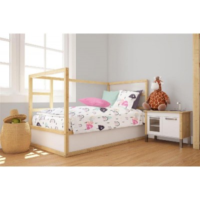 Πάπλωμα Εμπριμέ bebe Rainbow 575 120X160 White-Pink 100% Cotton