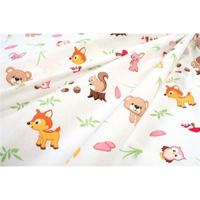 Πάνα Χασέ bebe Forest Animals 571 80X80 White-Pink 100% Cotton