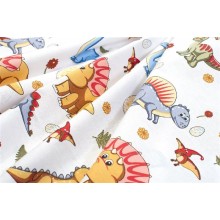 Πάνα Χασέ bebe Dinosaur 519 80X80 White-Blue 100% Cotton