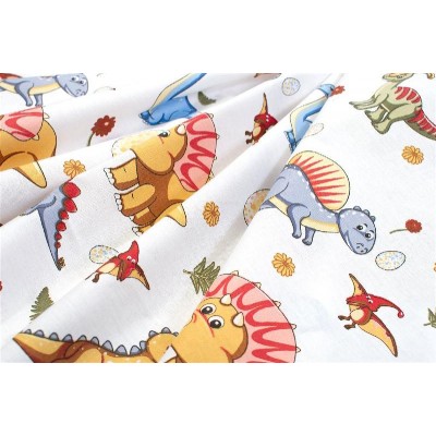 Πάνα Χασέ bebe Dinosaur 519 80X80 White-Blue 100% Cotton