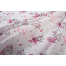 Πάνα Χασέ bebe Cloudy Bear 582 80X80 White-Pink 100% Cotton