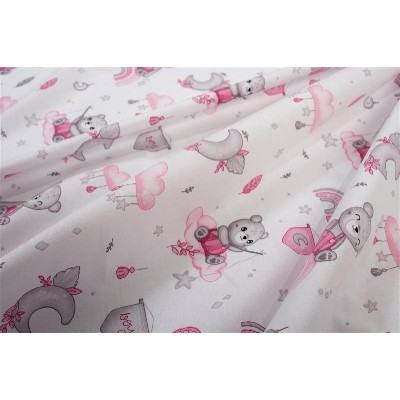 Πάνα Χασέ bebe Cloudy Bear 582 80X80 White-Pink 100% Cotton