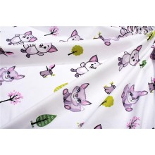 Πάνα Χασέ bebe Baby Foxes 594 80X80 White-Pastel Lilac 100% Cotton