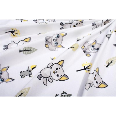 Πάνα Χασέ bebe Baby Foxes 595 80X80 White-Grey 100% Cotton