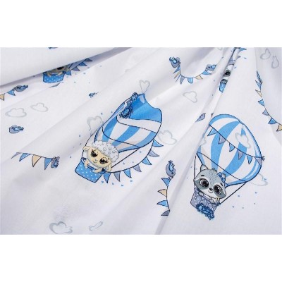 Πάνα Χασέ bebe The Floating Zoo 596 80X80 White-Blue 100% Cotton