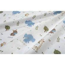 Πάνα Χασέ bebe Happy Safari 711 80X80 White-Sky Blue 100% Cotton