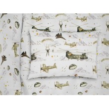 ΜΑΞΙΛΑΡΟΘΗΚΗ ΕΜΠΡΙΜΕ bebe Airforce 196 35X45 White-Khaki Cotton 100%