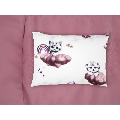 Μαξιλαροθήκη Εμπριμέ bebe Kitten 561 35X45 Mauve 100% Cotton