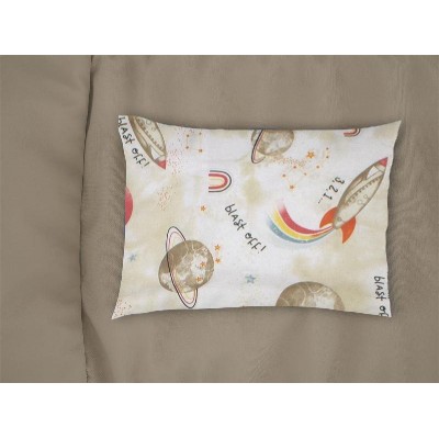 Μαξιλαροθήκη Εμπριμέ bebe Spaceship 186 35X45 Beige 100% Cotton