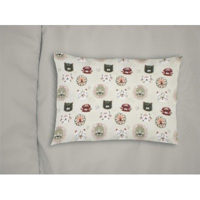 Μαξιλαροθήκη Εμπριμέ bebe Big Cats 27 35X45 Light Olive 100% Cotton