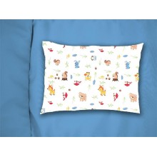 Μαξιλαροθήκη Εμπριμέ bebe Forest Animals 570 35X45 White-Sky Blue 100% Cotton