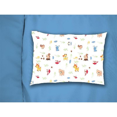 Μαξιλαροθήκη Εμπριμέ bebe Forest Animals 570 35X45 White-Sky Blue 100% Cotton