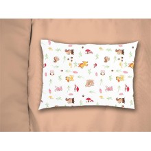 Μαξιλαροθήκη Εμπριμέ bebe Forest Animals 571 35X45 White-Pink 100% Cotton