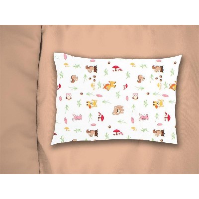 Μαξιλαροθήκη Εμπριμέ bebe Forest Animals 571 35X45 White-Pink 100% Cotton