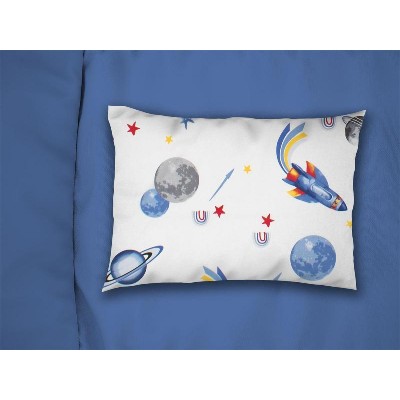 Μαξιλαροθήκη Εμπριμέ bebe Space Mission 184 35X45 White-Blue 100% Cotton