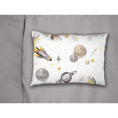 Μαξιλαροθήκη Εμπριμέ bebe Space Mission 183 35X45 White-Grey 100% Cotton