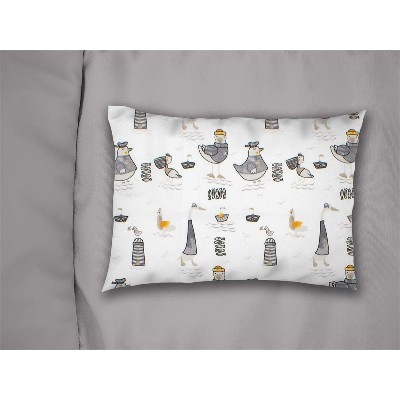 Μαξιλαροθήκη Εμπριμέ bebe Seabirds 578 35X45 White-Grey 100% Cotton