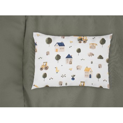 Μαξιλαροθήκη Εμπριμέ bebe Village 579 35X45 White-Green 100% Cotton