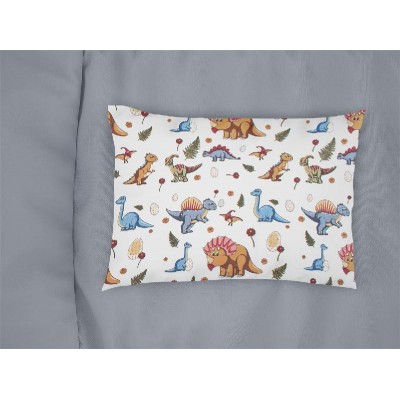 Μαξιλαροθήκη Εμπριμέ bebe Dinosaur 519 35X45 White-Blue 100% Cotton