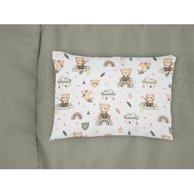 Μαξιλαροθήκη Εμπριμέ bebe Cloudy Bear 581 35X45 White-Olive 100% Cotton