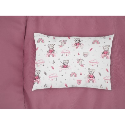 Μαξιλαροθήκη Εμπριμέ bebe Cloudy Bear 582 35X45 White-Pink 100% Cotton