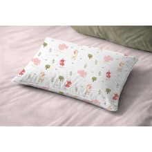 Μαξιλαροθήκη Εμπριμέ bebe Happy Safari 712 35X45 White-Pink 100% Cotton