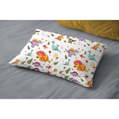 Μαξιλαροθήκη Εμπριμέ bebe Dinosaur 520 35x45 White-Orange 100% Cotton