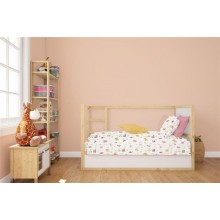 Κατωσέντονο Με Λάστιχο bebe Forest Animals 571 0,70X1,40X0,15 White-Pink 100% Cotton