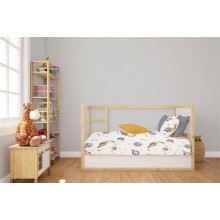 Κατωσέντονο Με Λάστιχο bebe Space Mission 183 0,70X1,40X0,15 White-Grey 100% Cotton